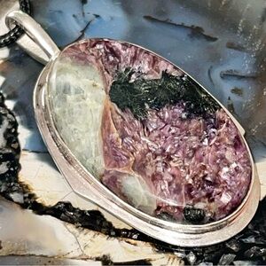 Pretty Purple Charoite Pendant 2 1/4”